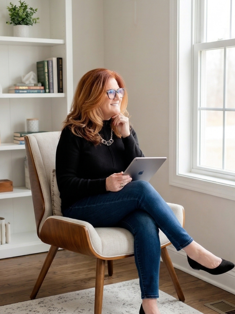 Deb Shimojima reviewing LinkedIn content strategy